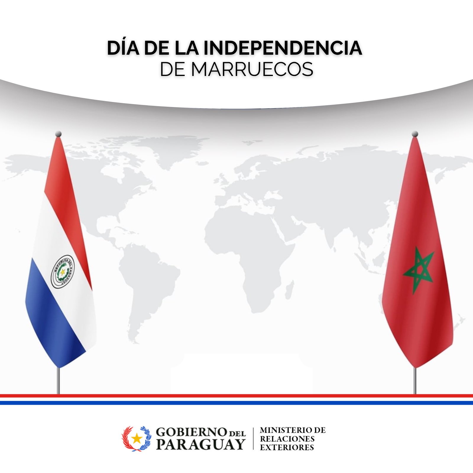 Lee más sobre el artículo La República del Paraguay felicita al Reino de Marruecos por el Día de la Independencia